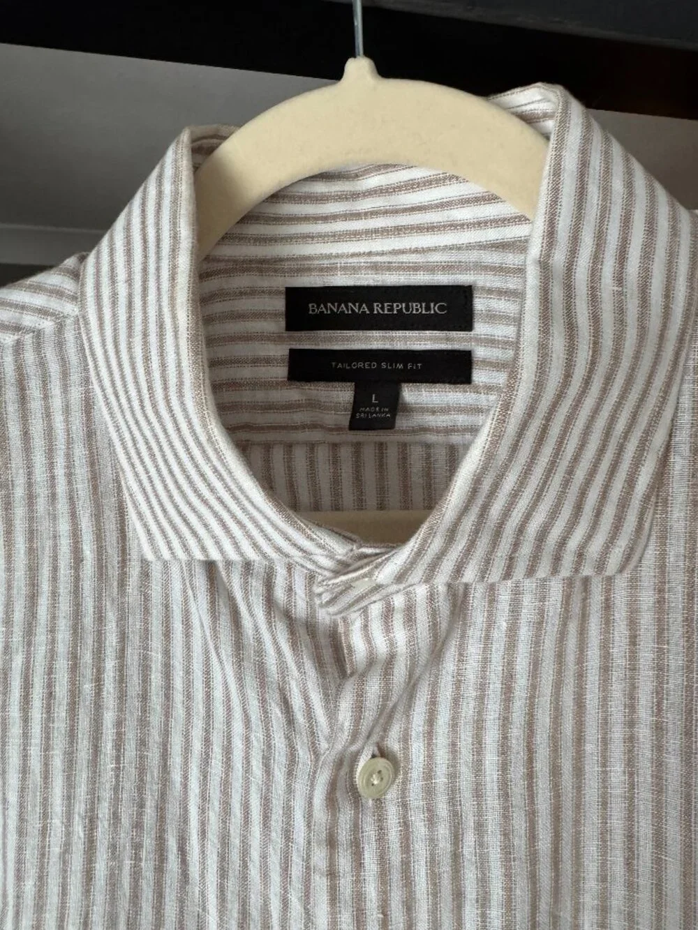 Tailored Slim Fit Linen Stripe Shirt - Lg